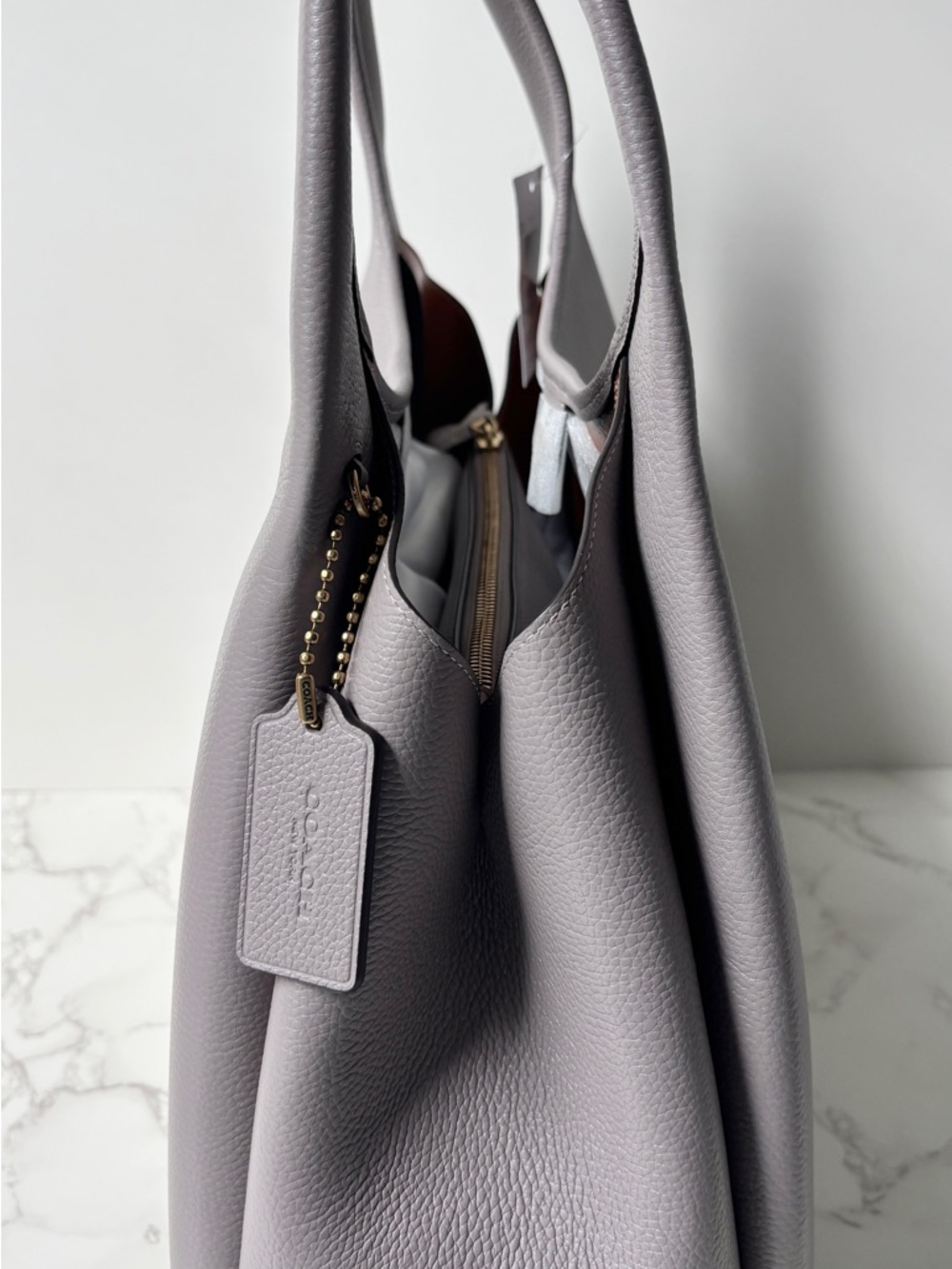 New Coach Lana Leather Shoulder Bag Ash Gray - Picture 6 of 16